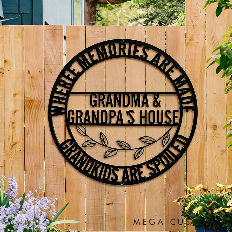 Personalized Metal Wall Sign Custom Gift for Grandparents Decorative Hanging Plaque for Grandma and Grandpa House Indoor Outdoor Home Decor Gift