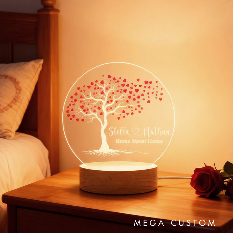 Personalized Couple LED Night Light Custom Tree of Life Lamp with Names Housewarming Gifts New Home Hifts