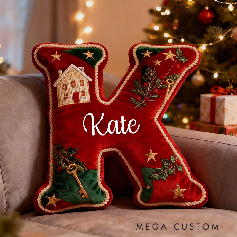 Personalized Christmas Letter Pillow Custom Name Festive Holiday Decor Cozy Home Accent Soft Cushion with Seasonal Graphic 3D Print Christmas Gift