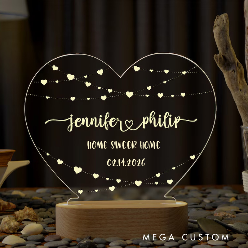 Personalized Night Light for Couples Engagement Gifts Custom Couple Anniversary Gift Valentine's Day Gifts
