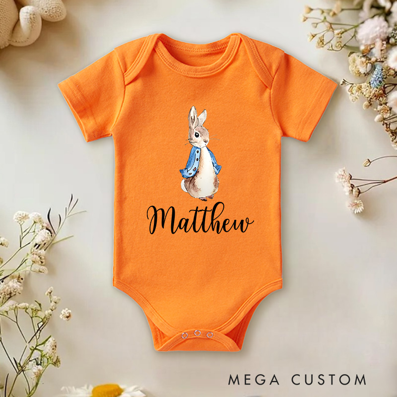 Personalized Name Cute Bunny Easter Baby Onesie Gift for Baby