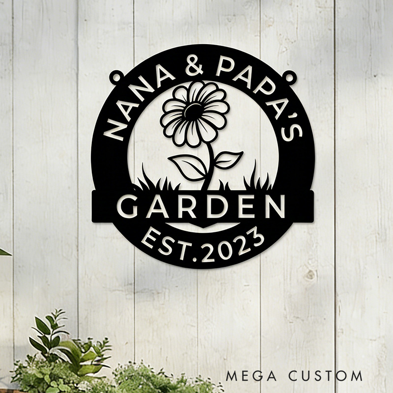 Personalized Garden Metal Sign Nana & Papa's Personalized Decor