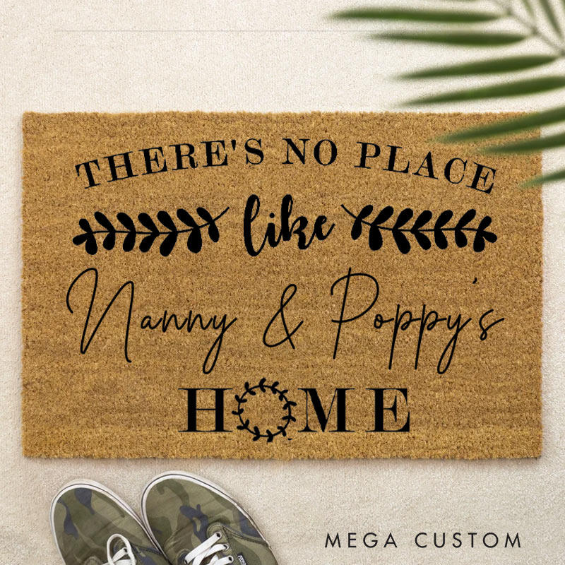 Personalized Welcome Doormat There Is No Place Like Home Doormat Housewarming New Home Gift for Grandparent