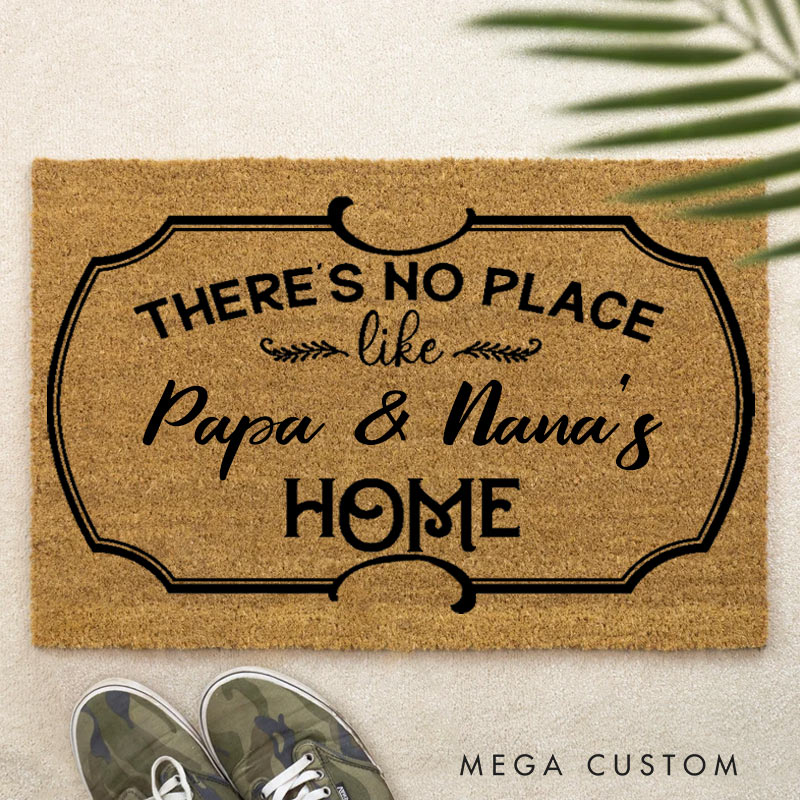 Personalized Welcome Doormat There Is No Place Like Home Doormat Housewarming New Home Gift for Grandparent