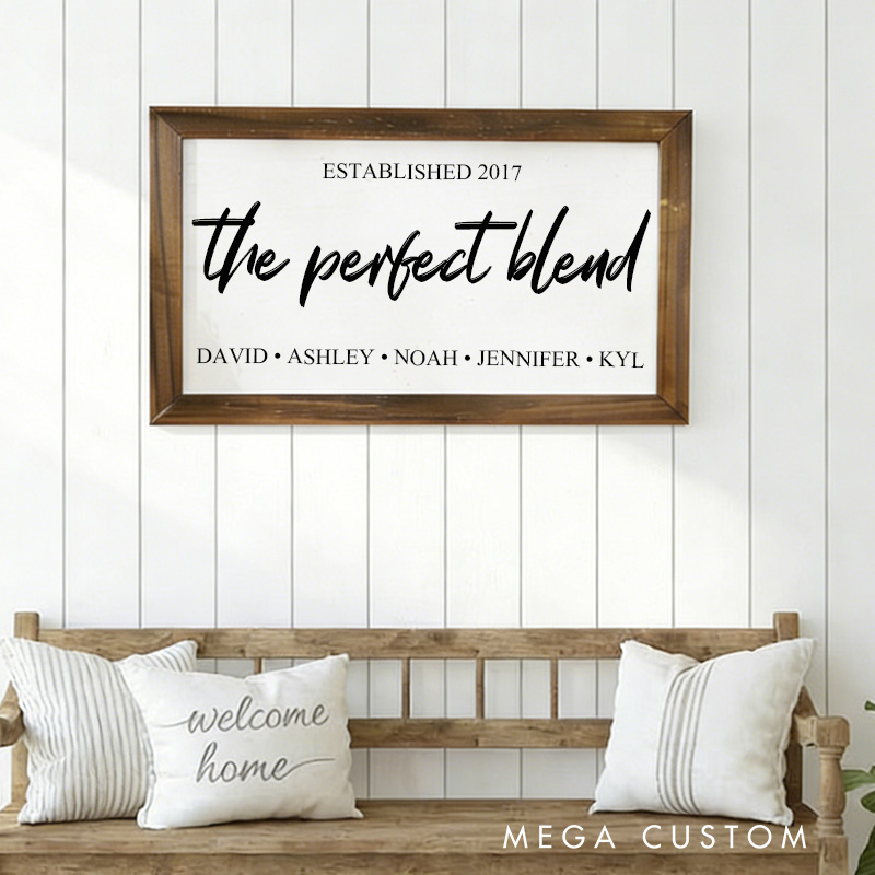 Personalized The Perfect Blend Family Sign Blended Family Signs Family Wall Art For Family Room Wall Blended Family Wedding Gift Housewarming Gifts