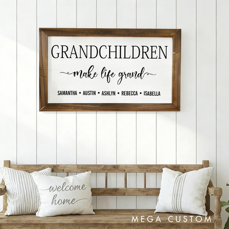 Personalized Grandchildren Wood Sign Gift for Grandparents Family Gift Housewarming Gifts