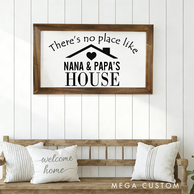 Personalized Grandparents Gift Custom There's No Place Like Nana and Papa's House Wooden Wall Art