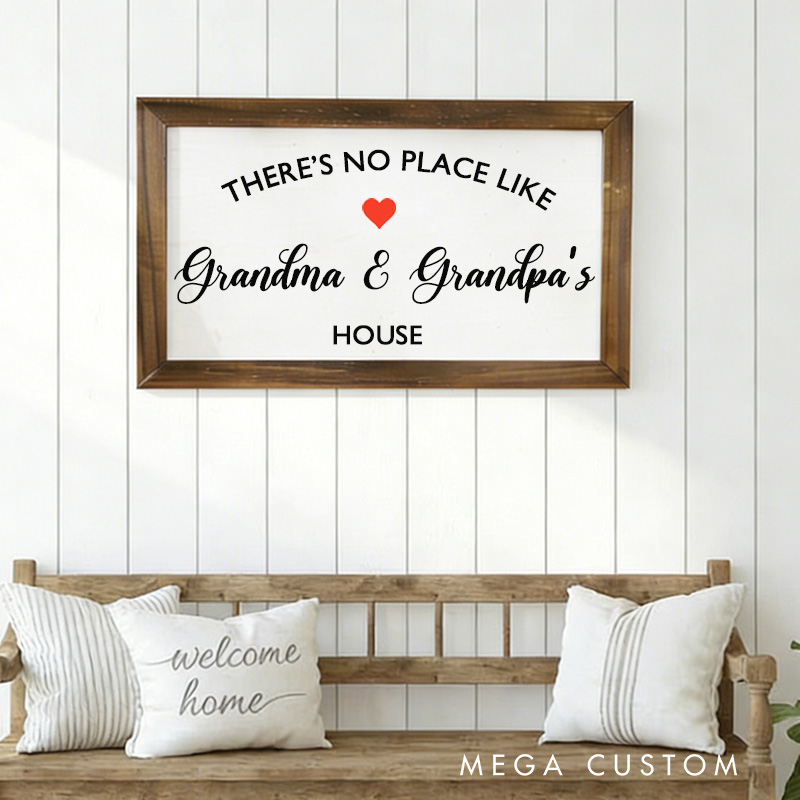 Personalized There's No Place Like Grandma and Grandpa's House Wooden Sign Custom Decoration for Grandparents Home Gift