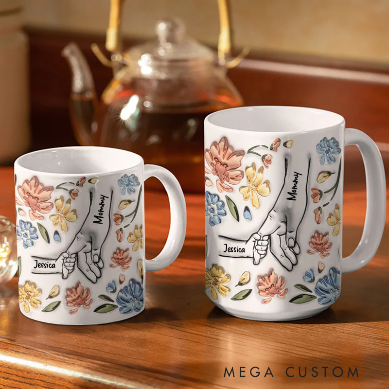 Personalized Hand In Hand I Will Always Protect You Gift For Mom Grandma Custom Grandma Mug Grandmother Birthday Mothers Day Gift