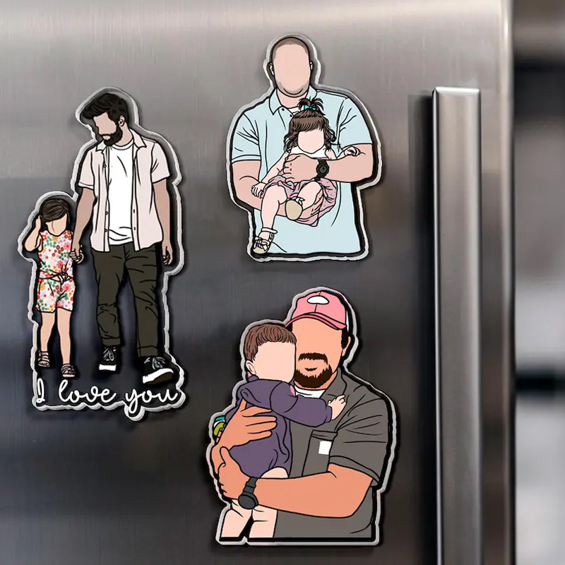 Personalized Gift For Dad Custom Dad Photo Magnet Faceless Portrait Fridge Magnet Husband New Dad Gift