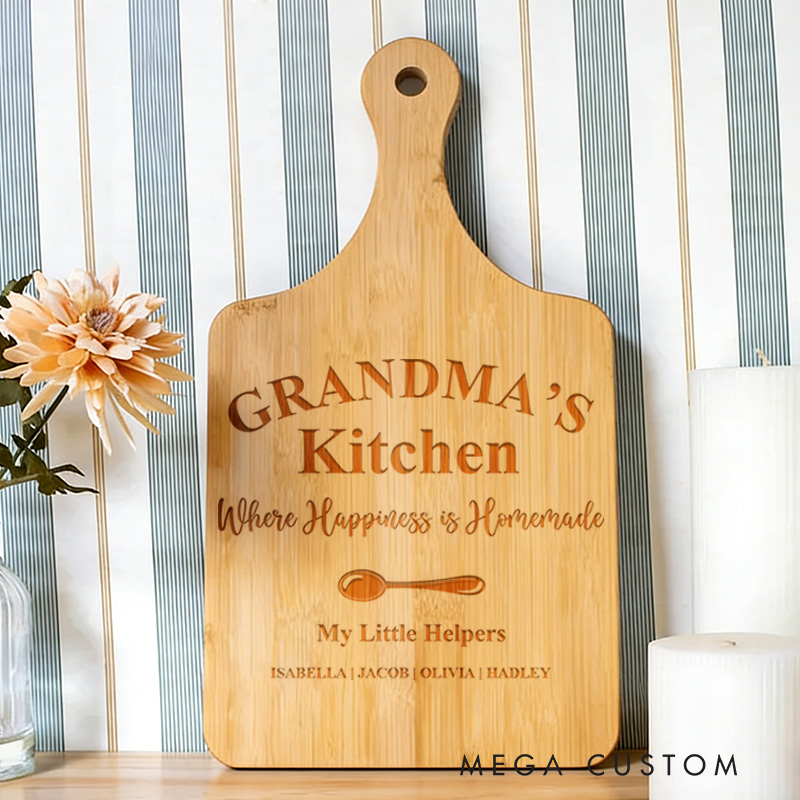Personalized Grandma's Kitchen Cutting Board Sentimental Christmas Gift from Grandchildren Custom Charcuterie board for Nana