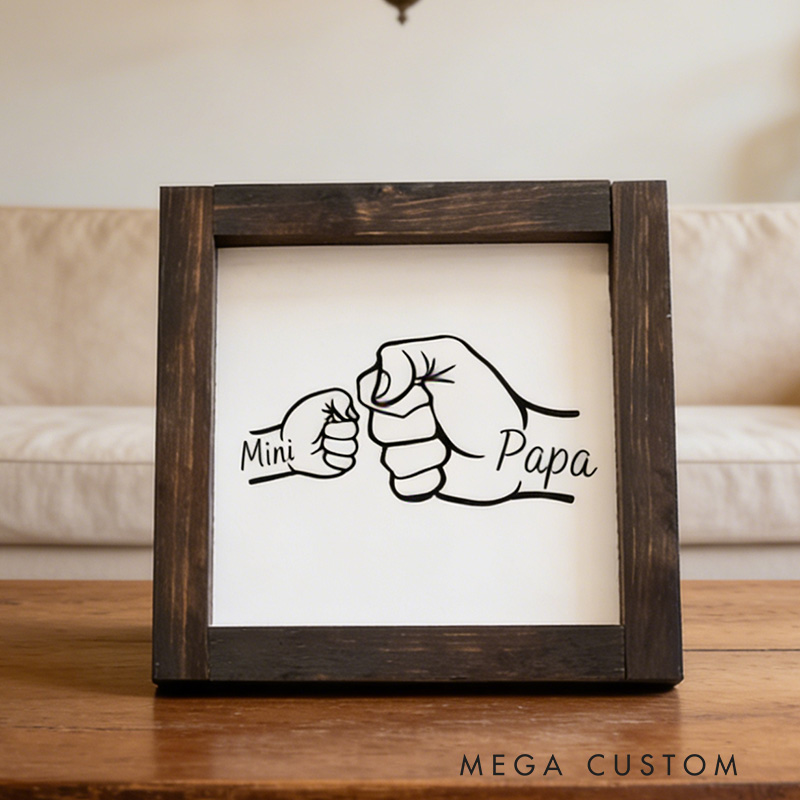 Personalized Fist Bump Dad And Kids Framed Sign Gift From Kids Sign Gifts For Dad Father's Day Gift Unique Gift For Dad Sign With Kids Names Grandpa Gift
