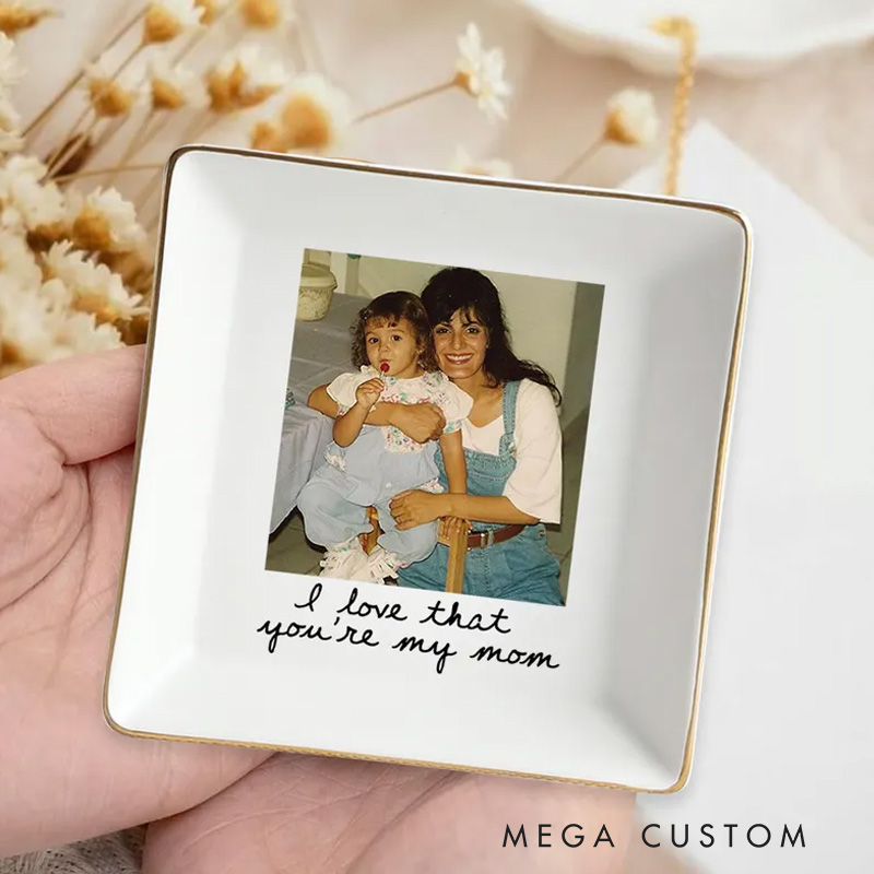 Personalized Mothers Day Gift for Mom Custom Photo Trinket Tray Custom Ring Dish with Picture Gift for Grandma Mom Gift from Daughter Birthday Gift