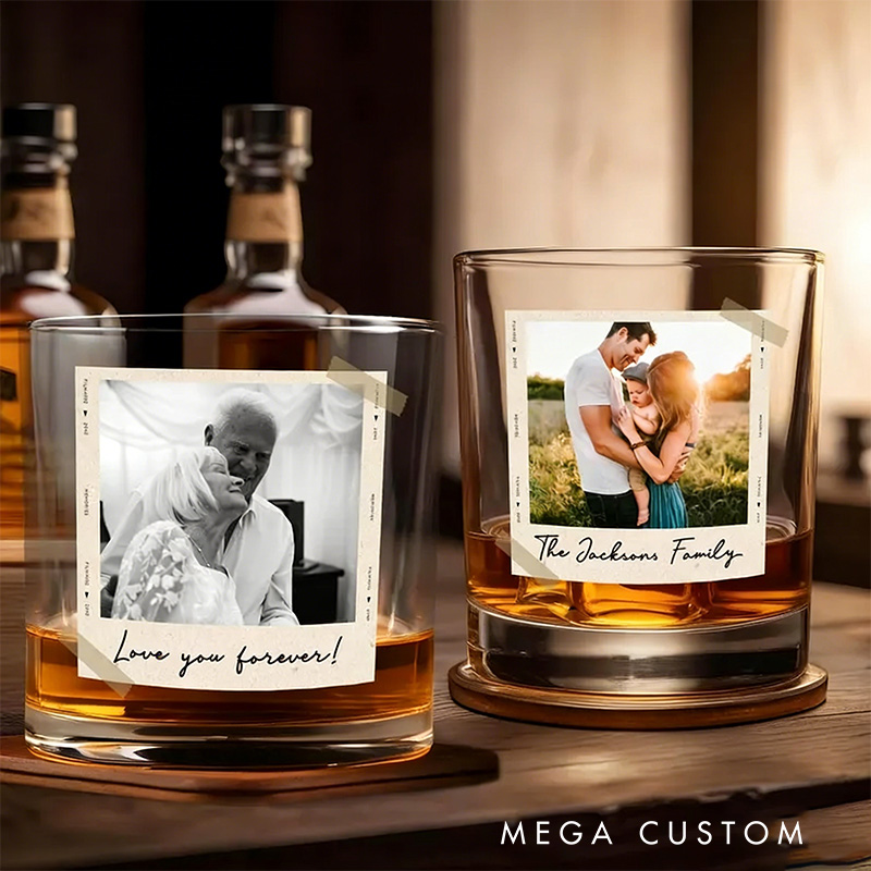 Personalized Dad Gifts Custom Photo Dad Whiskey Glass Grandpa Gift Dad Glass Gifts For Him Portrait Photo Grandpa Glass