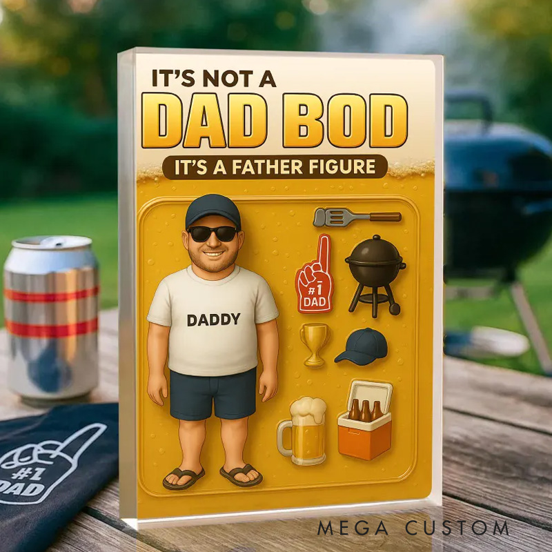 Personalized It's Not A Dad Bod It's A Father Figure Custom Photo Acrylic Block Plaque Funny Father's Day Gifts Gifts for Dad Husband