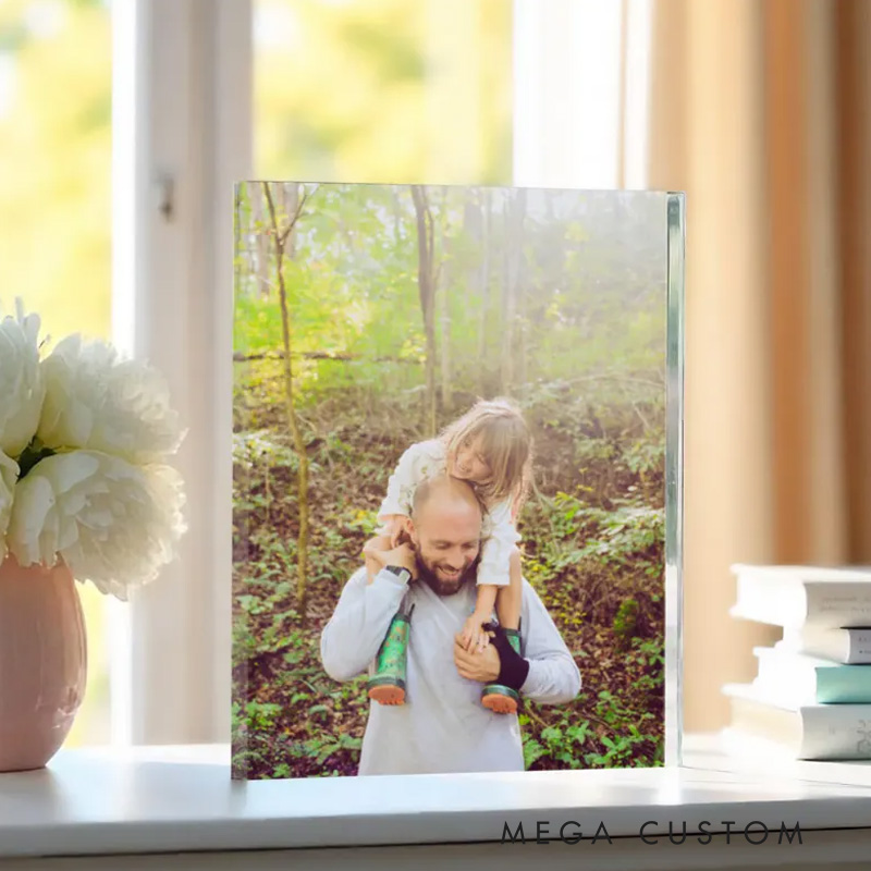 Personalized Dad and Daughter Acrylic Photo Block Custom Picture Gifts for Dad Sentimental Fathers Day Photo Keepsake Birthday Gift from Daughter