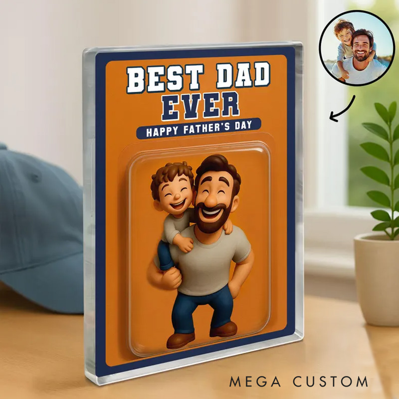 Personalized Fathers Day Gift For Dad Photo Dad And Kids Action Figure Acrylic Block Best Dad Ever Gift For Daddy From Kids Dad Acrylic Block