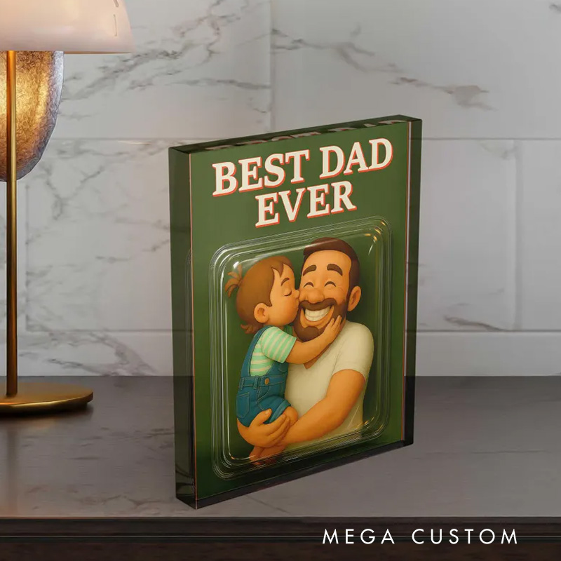 Personalized Photo Best Dad Ever Acrylic Plaque Dad and Me Picture Gift for Father's Day Father and Childen Portrait Plaque Daddy Birthday Gift