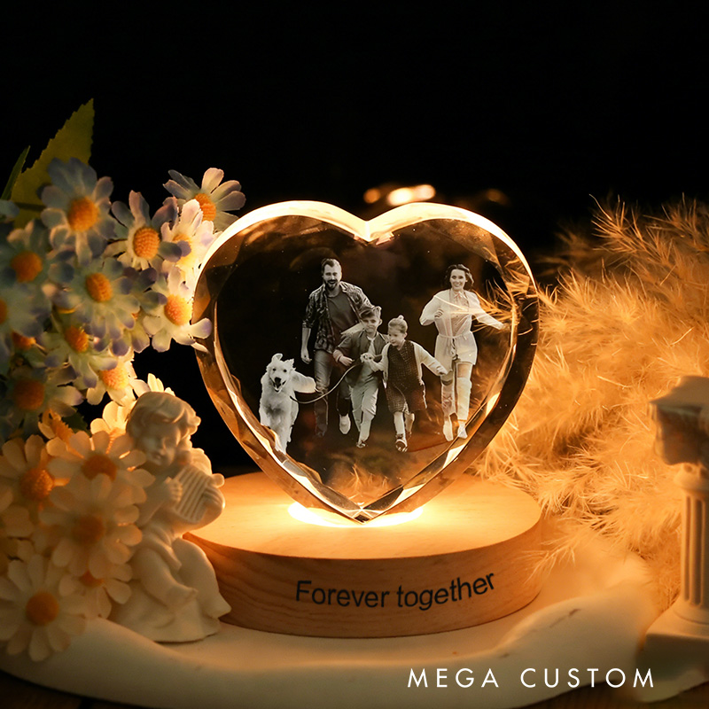 Personalized 3D Crystal Family Photo Round/with Light Base Gift For Any Occasion Home Decor Custom Laser Family Gift Custom 3D Photo Crystal