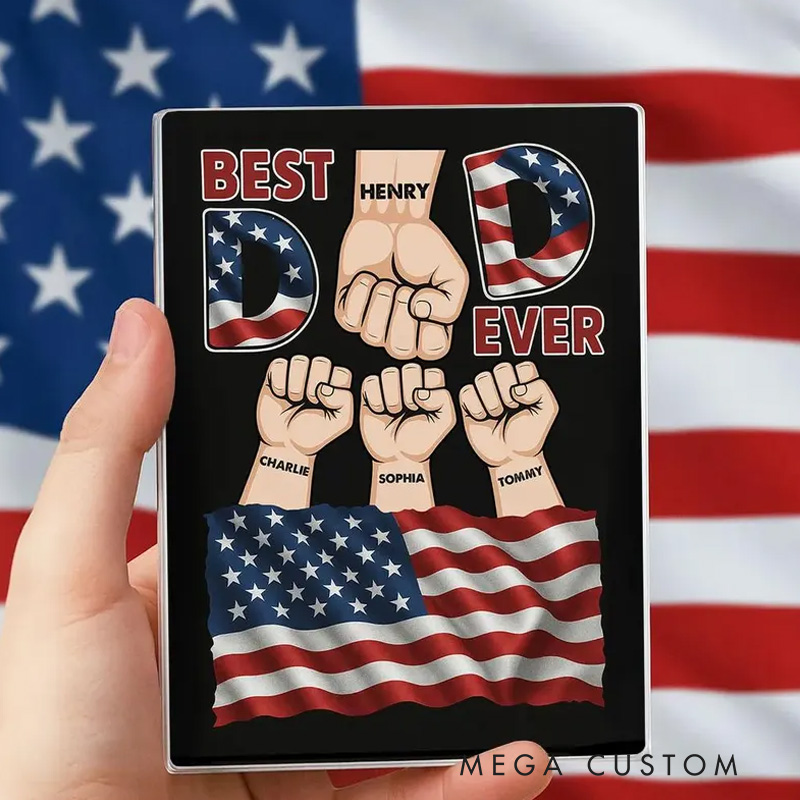 Personalized Best Dad Ever Nation Flag Custom Acrylic Block Plaque Personalized Father's Day Gift for Dad Gift for Husband Grandpa Papa