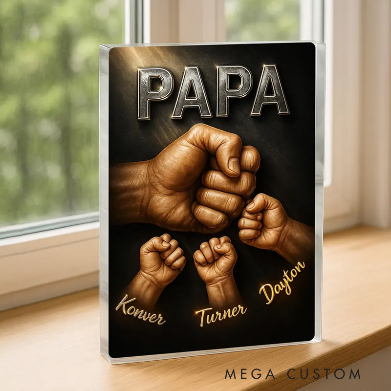Personalized Name Figure Acrylic Block Custom Acrylic Block Plaque Father Day Gift for Dad Gift for Father Papa Gift Dad And Kid Name