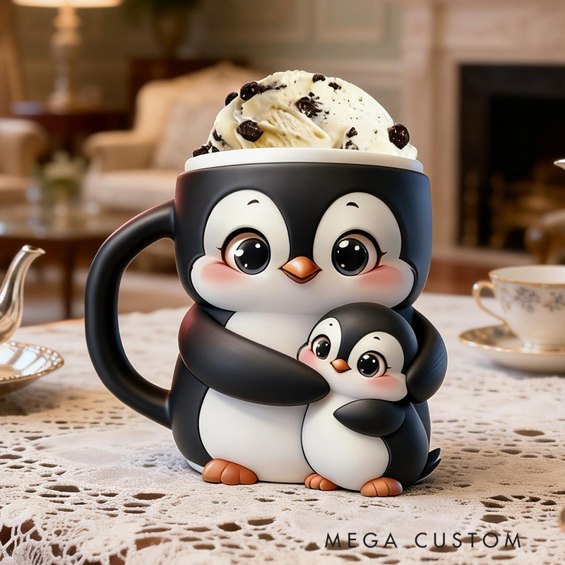 Personalized Penguin Ice Cream Pint Holder 3D Printed Pint Cozy Fun Kitchen Decor