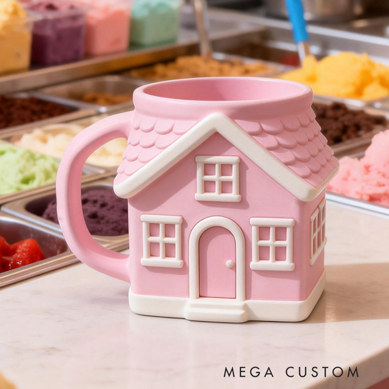 Personalized Pink House Ice Cream Pint Holder Custom New Home Gift Fun Freezer Accessory for Housewarming Unique Kitchen Decor for Kids and Adults