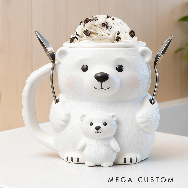 Personalized Polar Bear Ice Cream Pint Holder Cute Custom Freezer Accessory for Kids and Adults Unique Gift Fun Kitchen Decor
