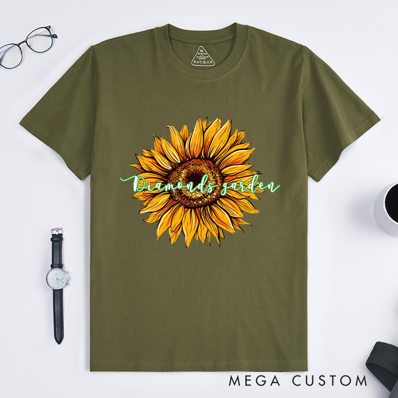 Personalized Sunflower Classic T-Shirts Flower Print Shirt Women Garden Shirt Floral Shirt Gardening Lovers Gift Plant Lover Gift