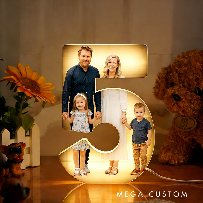 Personalized Letter Family LED Night Light Custom Photo Home Decor Gift for Birthday Anniversary Warm Lighting Keepsake for Living Room Bedroom