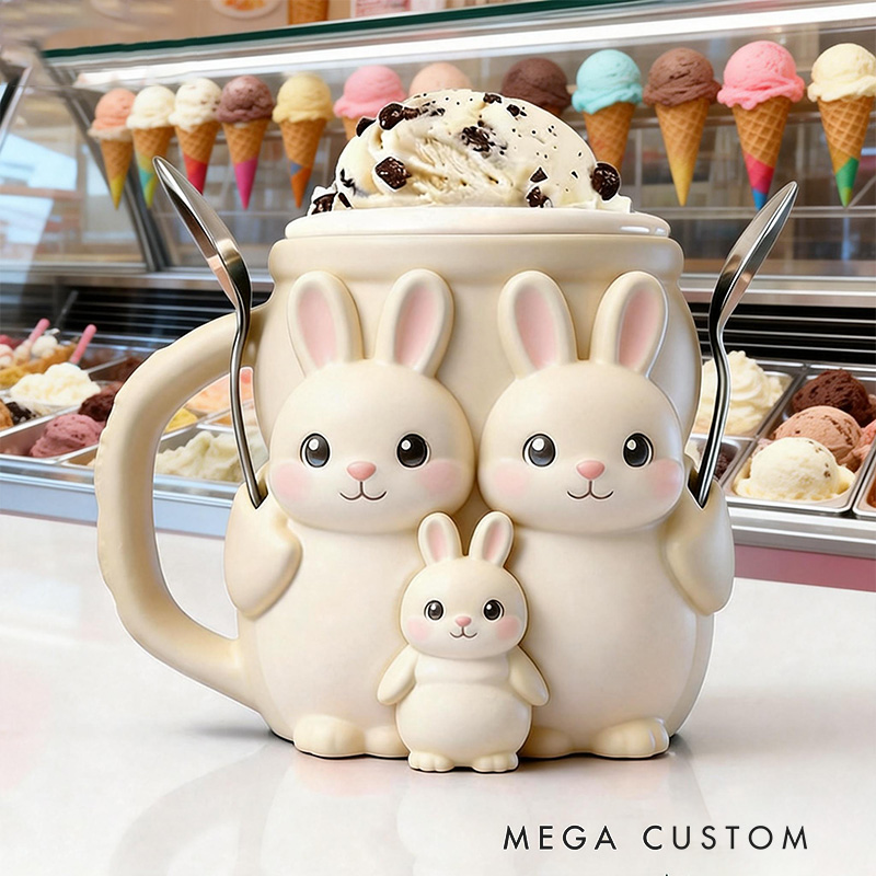 Personalized Bunny Ice Cream Pint Holder Cute Custom Freezer Accessory for Kids and Adults Unique Gift for Birthday Easter Fun Kitchen Decor