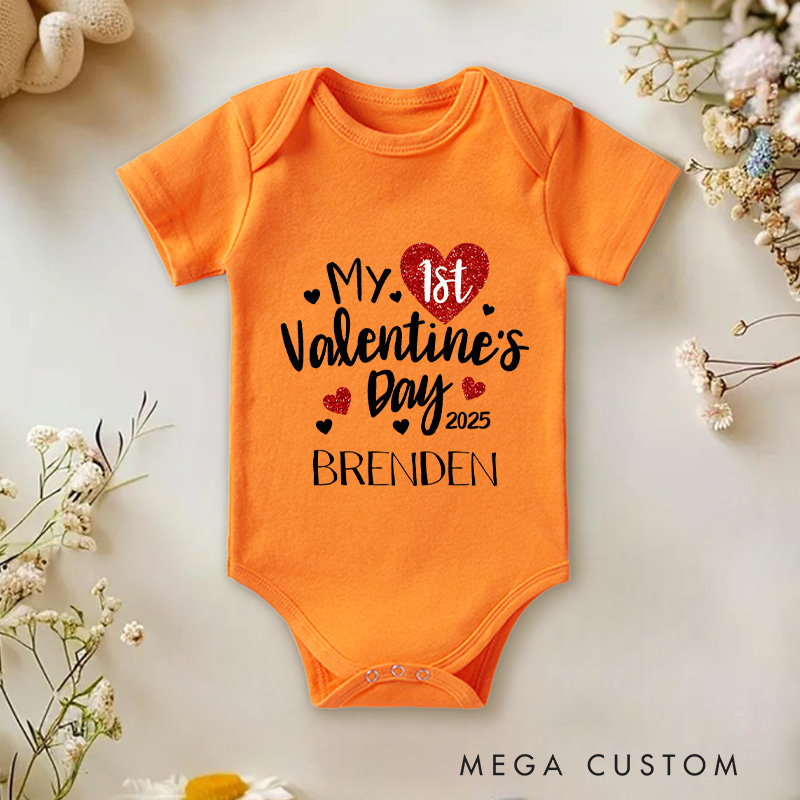 Personalized My 1st Valentine's Day Baby Onesie Funny Gift for Baby