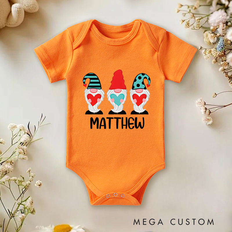 Personalized Cute Gnome Valentine's Day Baby Onesie Gift for New Baby