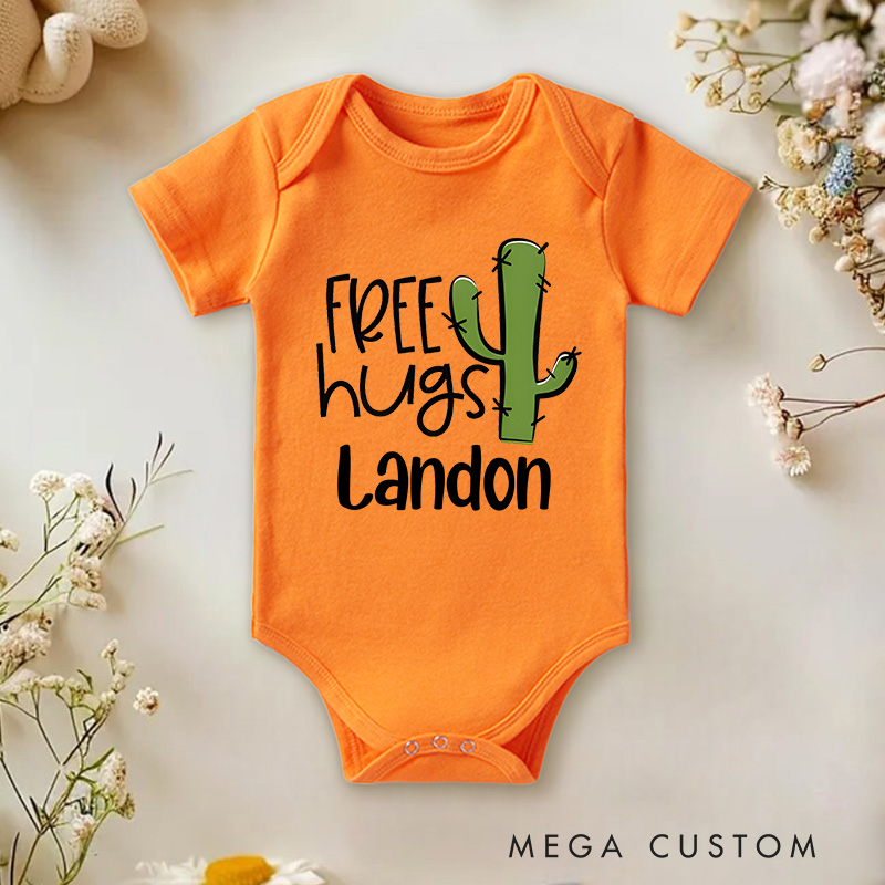Personalized Cactus Free Hugs Baby Onesie Newborn Gift