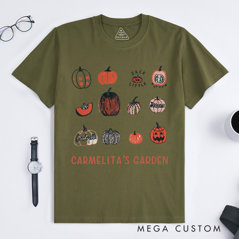 Personalized Pumpkin Classic T-Shirts Halloween Shirt Screen Print Shirt Foodie Gift Gardening Lover Gift Plant Lover Gift Halloween Gift