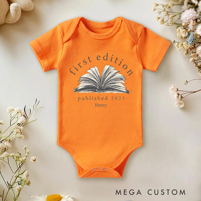Personalized First Edition Published 2025 Baby Onesie Baby Shower Gift