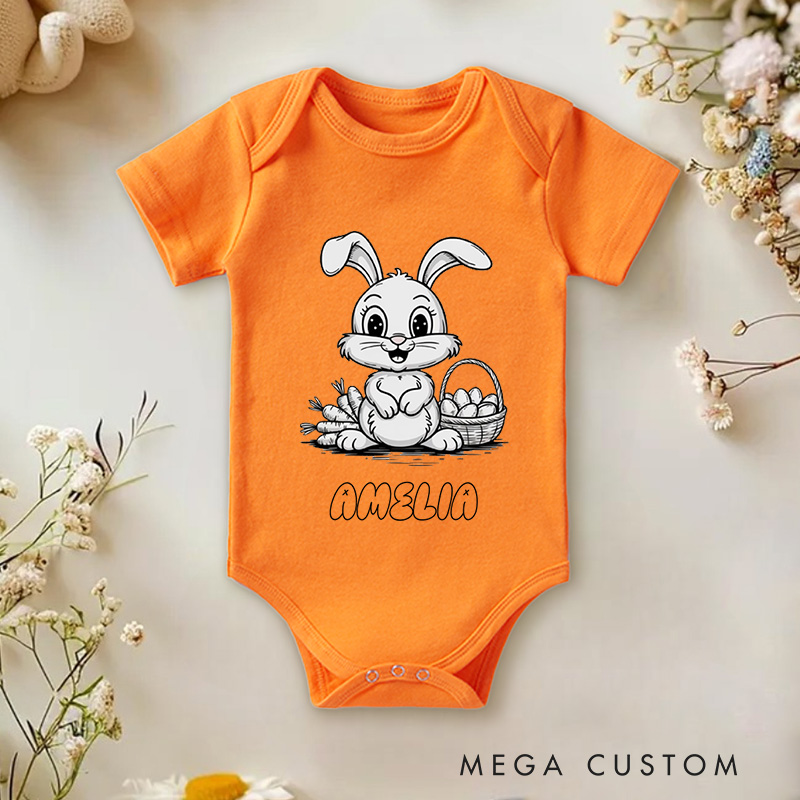 Personalized Easter Adorable Bunny and Easter Eggs for Kids Gift Baby Onesie