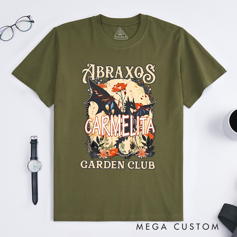 Personalized Garden Club Classic T-Shirts Fantasy Book Lover Shirt Bookish Gift Flower Shirt Dragon Shirt Reading Gift Gardening Gift