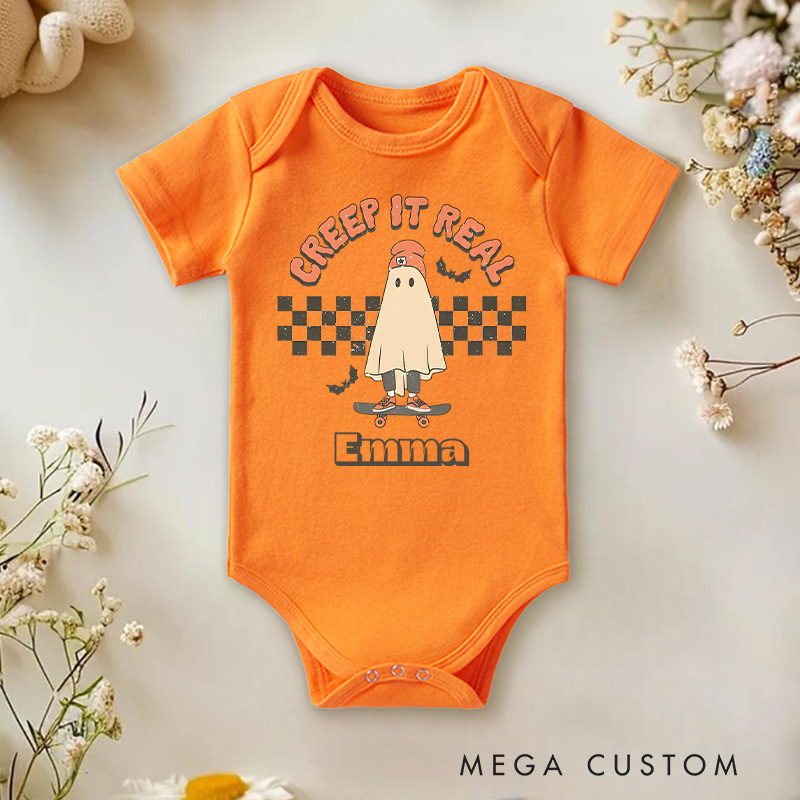 Personalized Creep It Real Halloween Ghost Baby Onesie