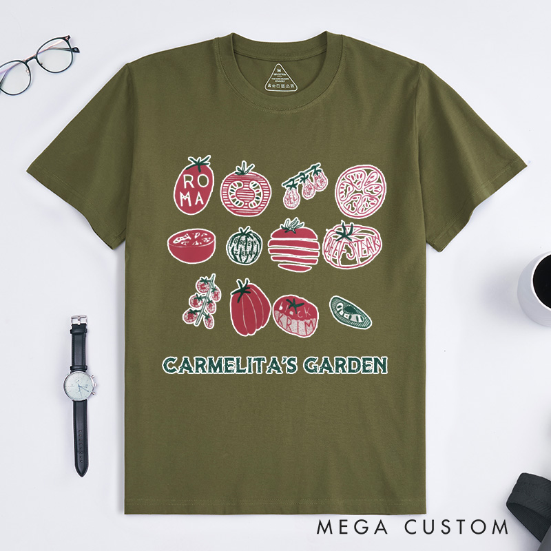 Personalized One's Garden Classic T-Shirts Mama's Garden Shirt Screen Print Shirt Foodie Gift for Grandkids Plant Lover Gift