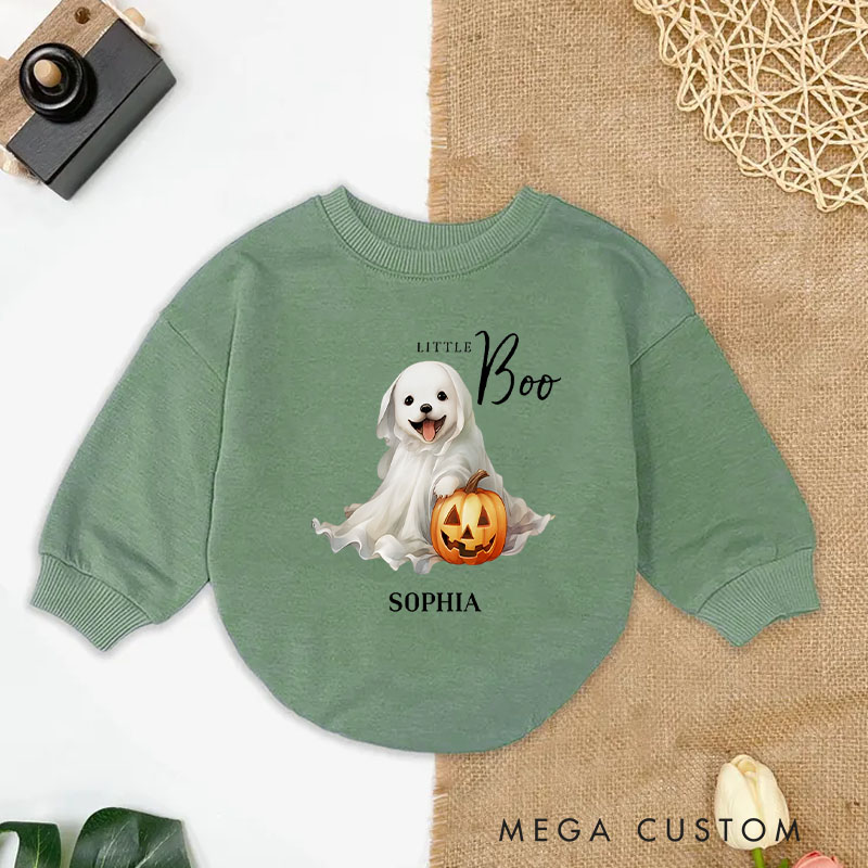 Personalized Little Boo Cute Halloween Ghost Puppy Baby Bodysuit