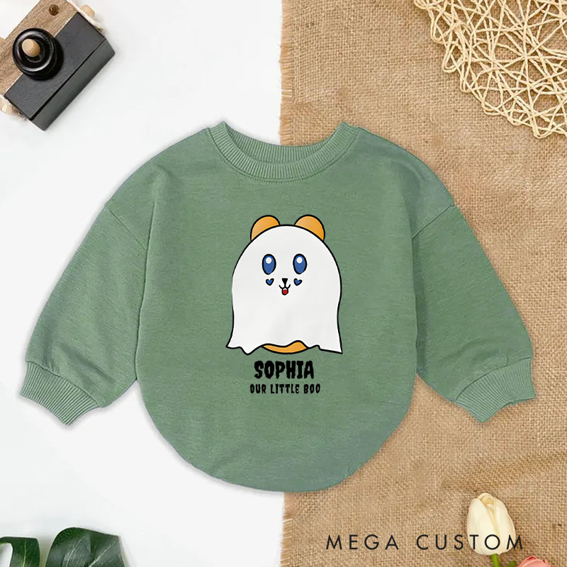 Personalized Cute Ghost Halloween Baby Bodysuit with Adorable Custom Name