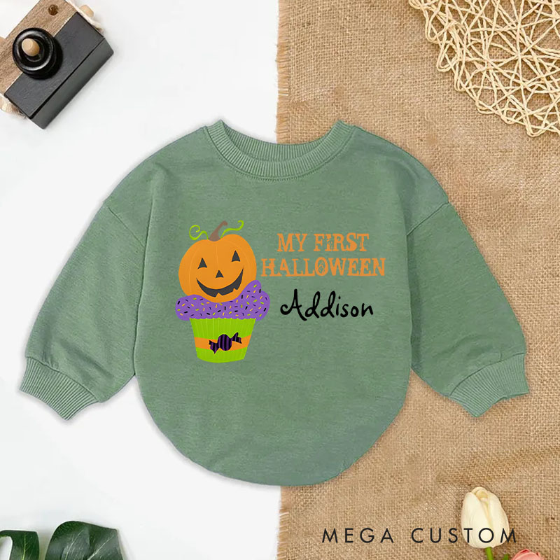 Personalized My First Halloween Cute Custom Black Baby Bodysuit