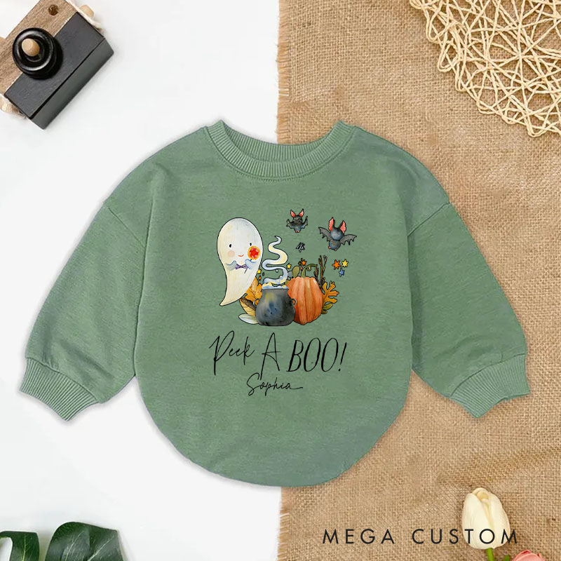 Personalized Peek a Boo Little Ghost Halloween Baby Bodysuit
