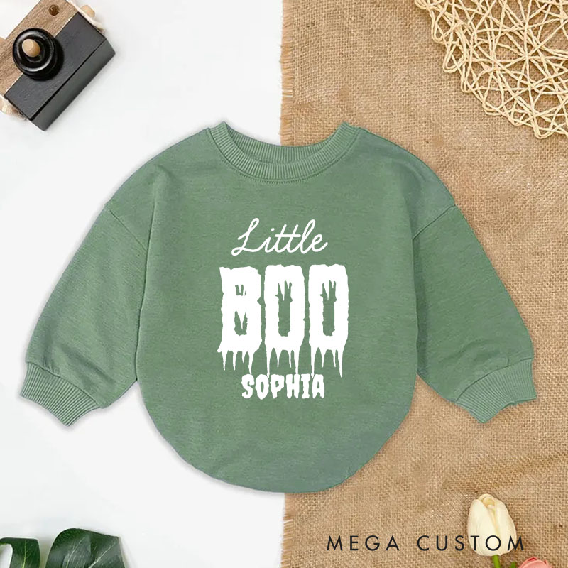 Personalized Little Boo Baby Bodysuit Perfect for Spooky Halloween Celebrations