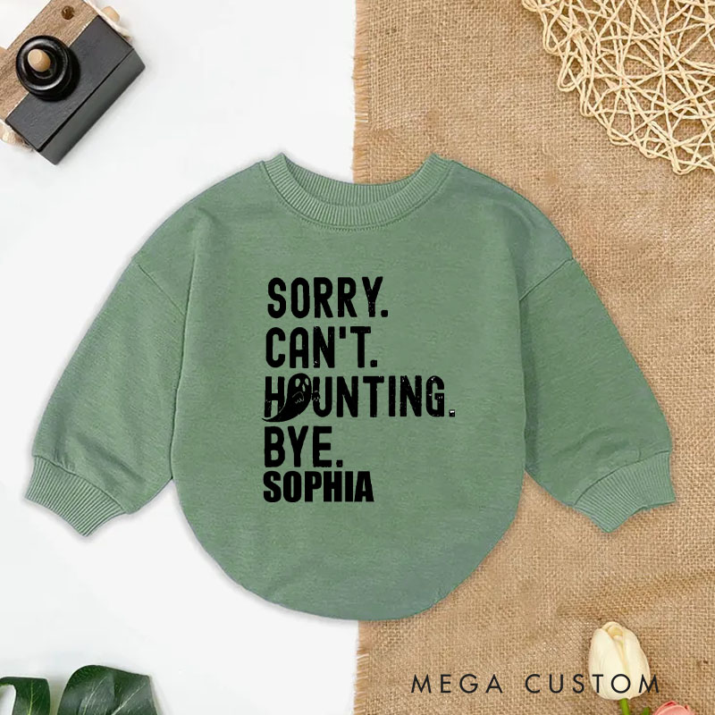 Personalized Sorry Can't Haunting Bye Baby Bodysuit with Playful Halloween Ghost Message