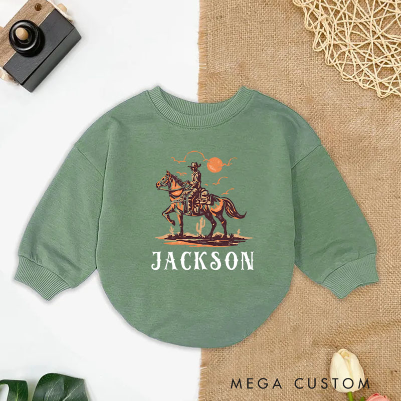 Personalized Cowboy Riding Horse Western Country Style Baby Bodysuit