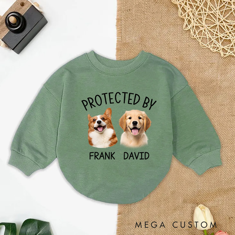 Personalized Protected By Photo Baby Onesie Gift for Baby Tee Cute Dog Gift