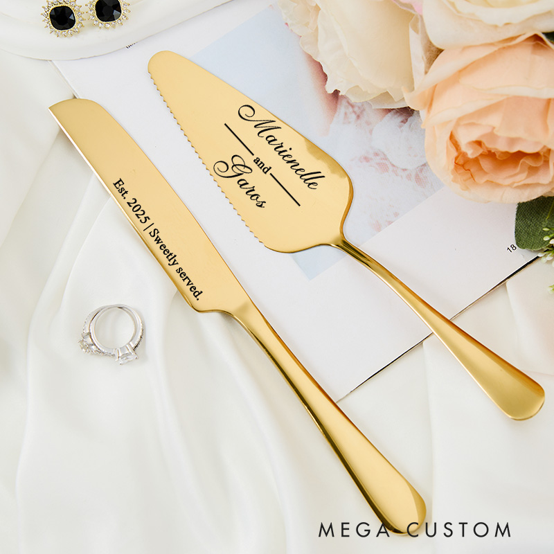 Personalized Cake Knife Set Custom Housewarming Gift Sweetly Served Design Est 2025 New Home Dining Accessories for Couples