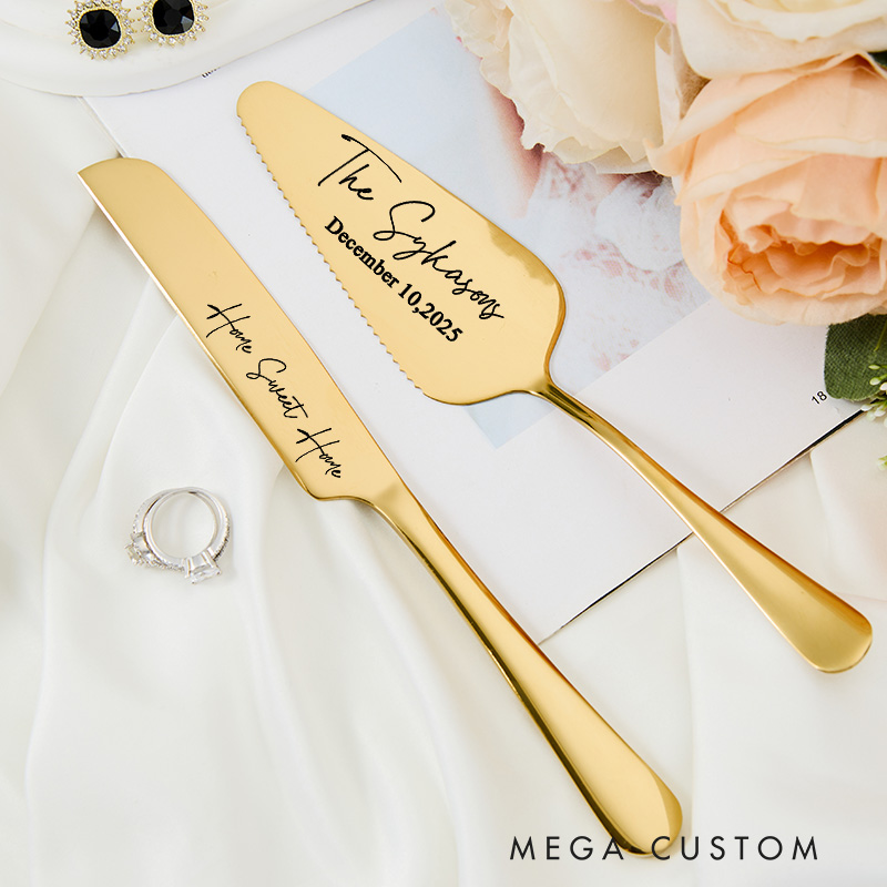 Personalized Engraved Cake Cutting Set Cake Cutter Serving Set Wedding Cake Set Wedding Gift Housewarming Gift Anniversary Keepsake